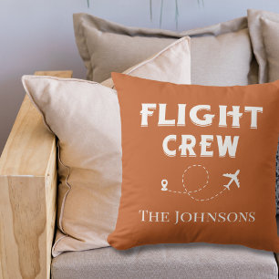 Flight Crew Aeroplane Fly Terracotta Personalised Cushion