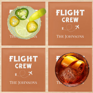 Flight Crew Aeroplane Fly Terracotta Personalised  Glass Coaster