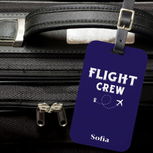 Flight Crew Modern Airplane Heart Travel Vacation  Luggage Tag