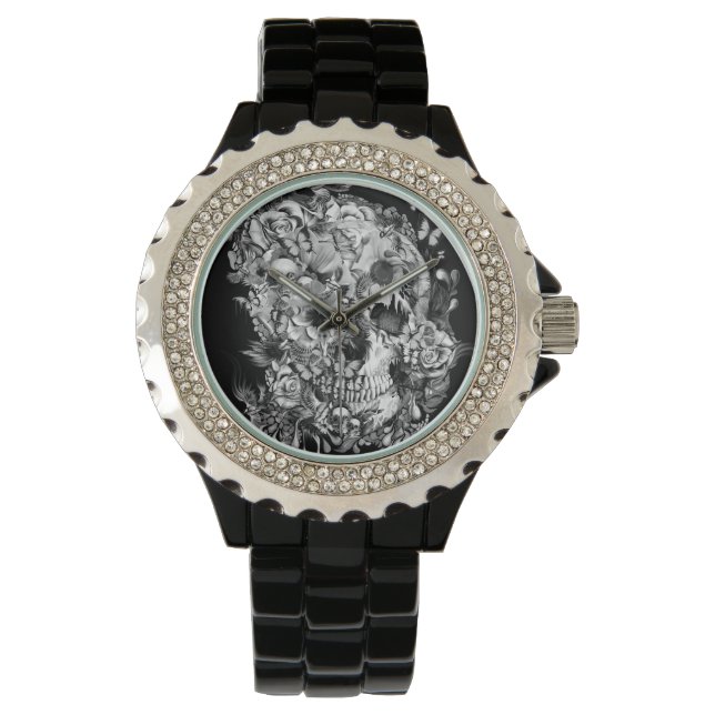 Flight, floral bird skull watch (Front)