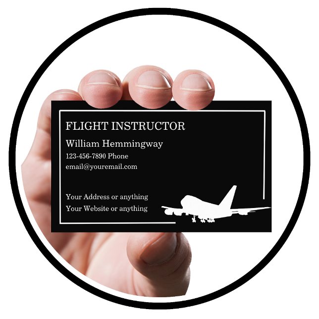 Flight Instructor Modern Jet Aeroplane Business Card (Creator Uploaded)