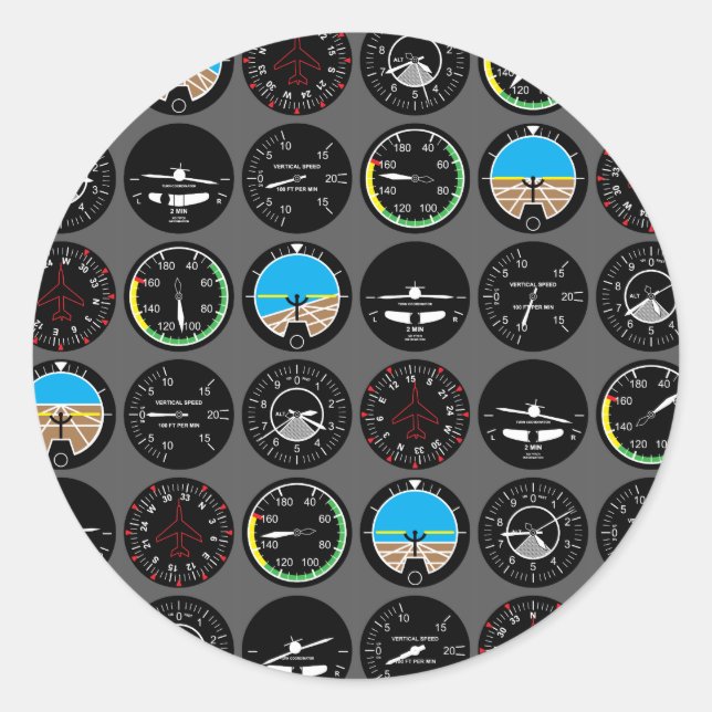 Flight Instruments Classic Round Sticker (Front)