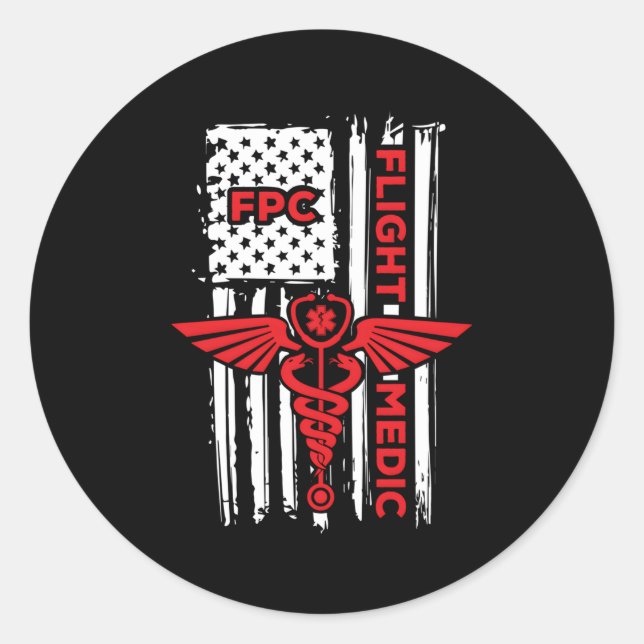 Flight Medic American Flag Flight Paramedic Emerge Classic Round Sticker (Front)