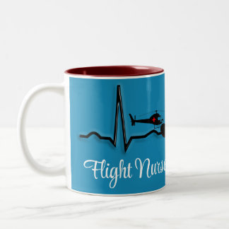 Flight Nurse QRS & Helicopter Blue Two-Tone Coffee Mug
