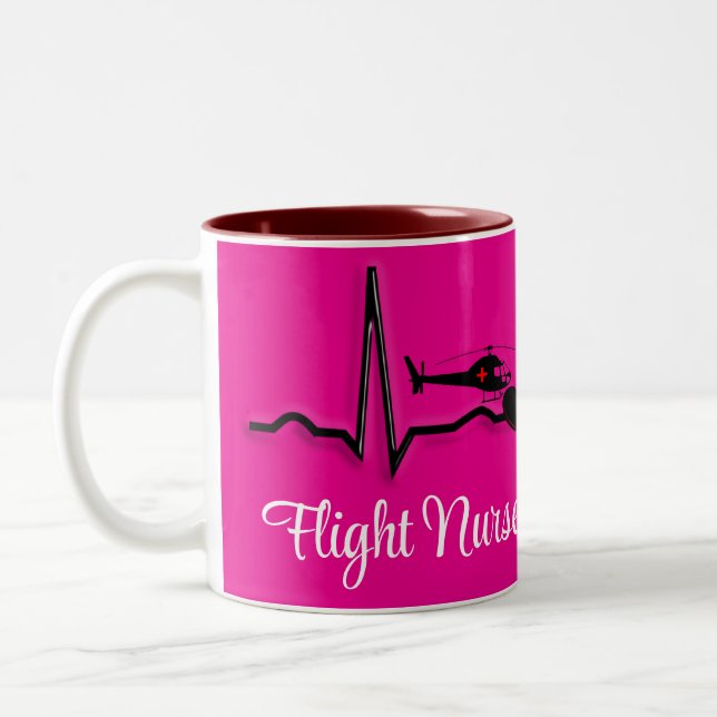 Flight Nurse QRS & Helicopter Pink Two-Tone Coff Coffee Mug (Left)