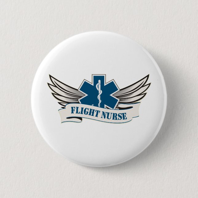 flight nurse wings 6 cm round badge (Front)