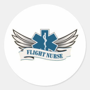 flight nurse wings classic round sticker