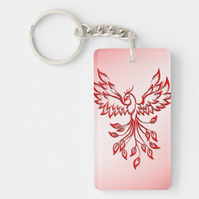 Flight of A Phoenix Red on Pink Key Ring (Front)