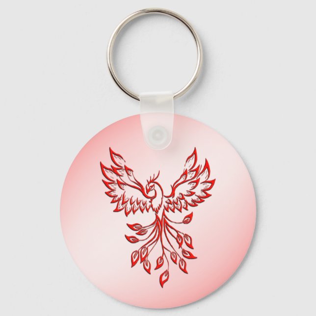 Flight of A Phoenix Red on Pink Key Ring (Front)