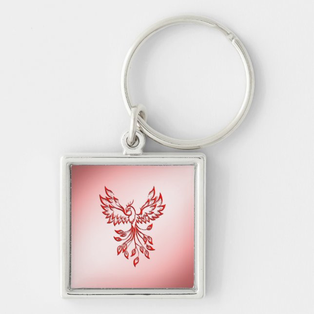 Flight of A Phoenix Red on Pink Key Ring (Front)