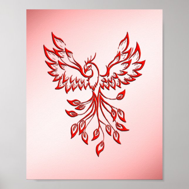 Flight of A Phoenix Red on Pink Poster (Front)