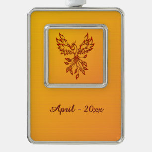 Flight of A Phoenix w Name and Date Silver Plated Framed Ornament