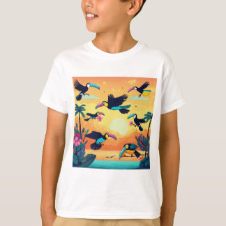 Flight of Fancy: Cartoon Toucans Soar T-Shirt