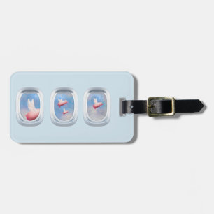 Flight of Fancy-Pigs Fly Past Aeroplane Window Luggage Tag