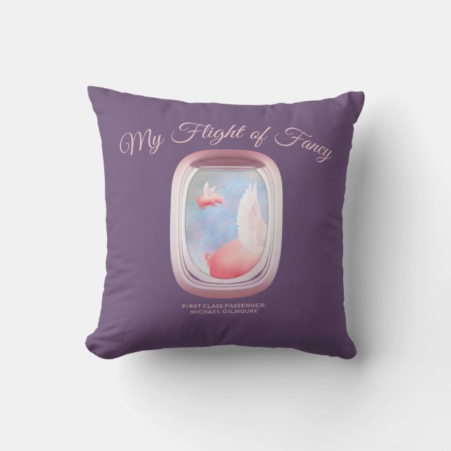 Flight of Fancy-Where Pigs Fly Throw Pillow (Front)