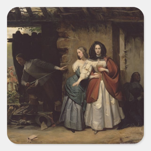 Flight of Henrietta-Maria France, Queen of Square Sticker (Front)