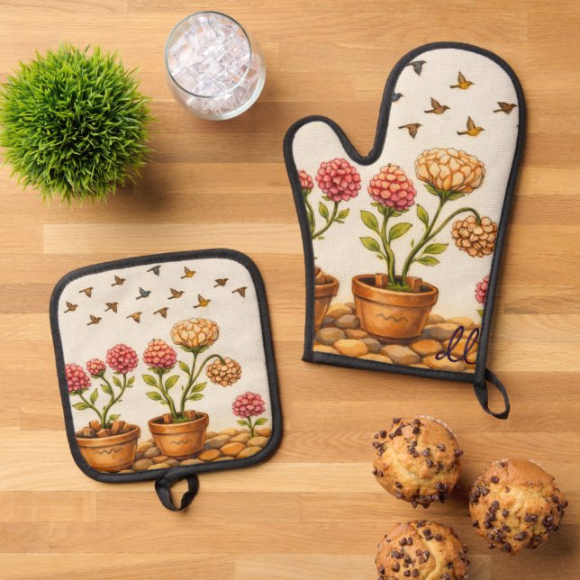Flight of Hope Oven Mitt & Pot Holder Set (Top Down)