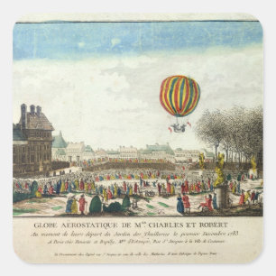 Flight of Jacques Charles and Nicholas Robert Square Sticker