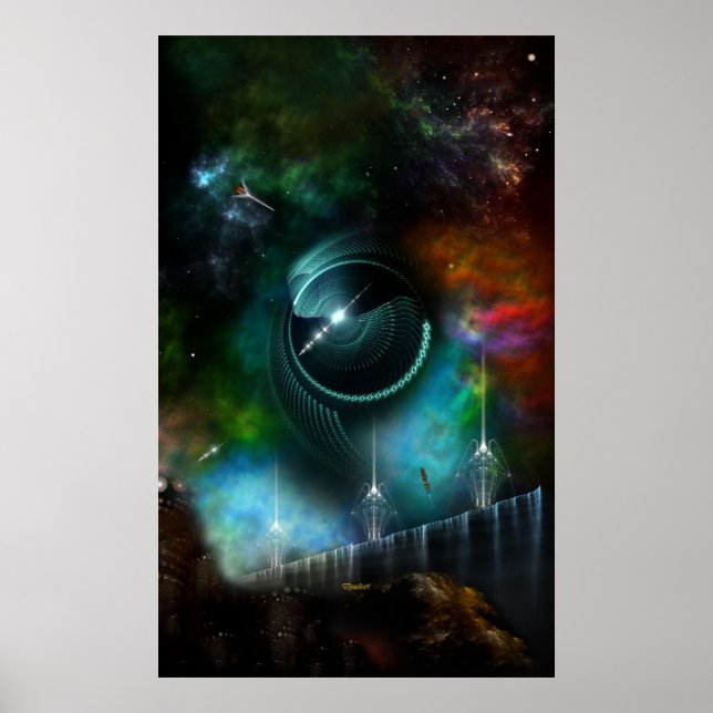 Flight Of The Corbius Fractal Art Wall Poster (Front)