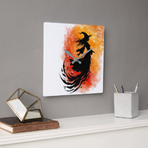 Flight Of The Ember Shadow-No Text Square Wall Clock