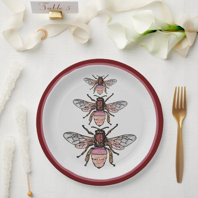 Flight of the glitter bees paper plate (Wedding)