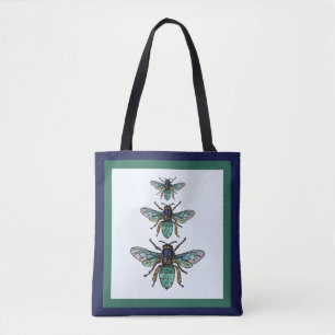 Flight of the glitter bees tote bag