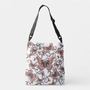 Flight of the Pink Butterfly Crossbody Bag (Mediu)