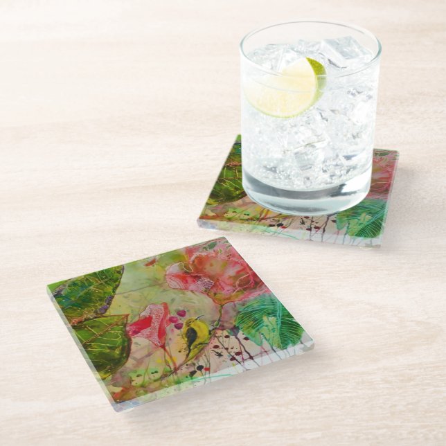 Flight of the Sunbird Glass Coaster (Angled)