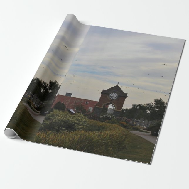 Flight over the Clock Tower Wrapping Paper (Unrolled)