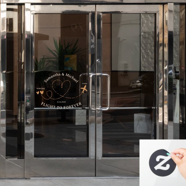 Flight Plane Travel New Wed couple Wedding Window Cling (Office Door)