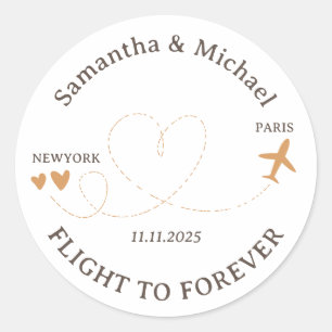Flight Plane Travelling theme Wedding Classic Round Sticker