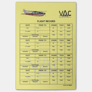 Flight Record N777WL Post-it® Notes 4 x 6