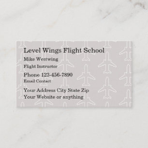 Flight School Instructor Modern Business Card