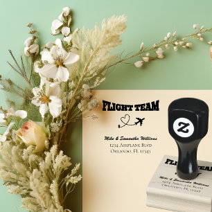 Flight Team & Airplane forms Heart Cute Wedding Rubber Stamp
