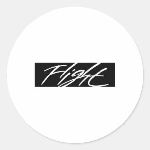 Flight White Black  Classic Round Sticker