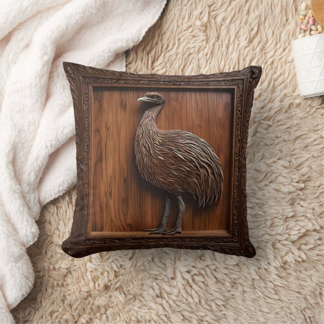 Flightless Wonders: Australian Emu Wood Print, Cushion (Blanket)