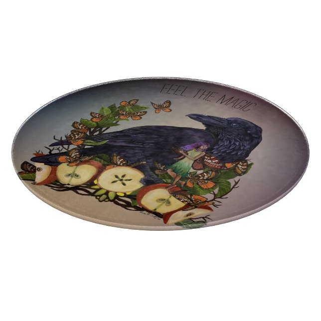 Flights of Fantasy Raven Faery Art Cutting Board (Corner)