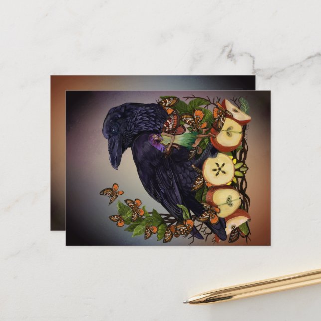Flights of Fantasy Raven Faery Art Postcard (Front/Back In Situ)