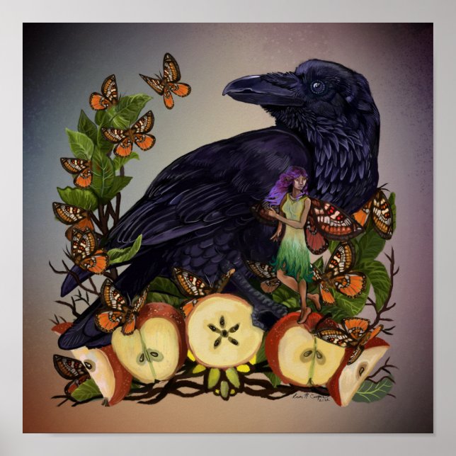 Flights of Fantasy Raven Faery Art Poster (Front)
