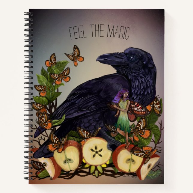 Flights of Fantasy Raven Faery Art sketchbook Notebook (Front)