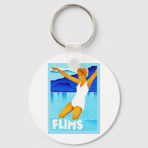 Flims ~ Vintage Swiss Travel Key Ring