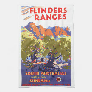 Flinders Ranges Vintage Travel Poster Australia Tea Towel