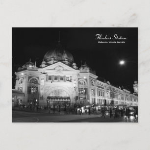 Flinders Station Melbourne Black & White  postcard