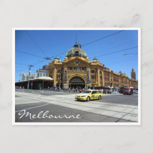 flinders station taxi postcard