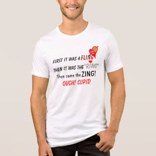 Fling Ring Zing Ouch Cupid Red Heart Humourous Tri-Blend Shirt