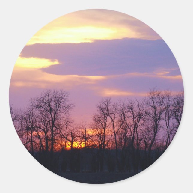 Flint Hills sunset Classic Round Sticker (Front)