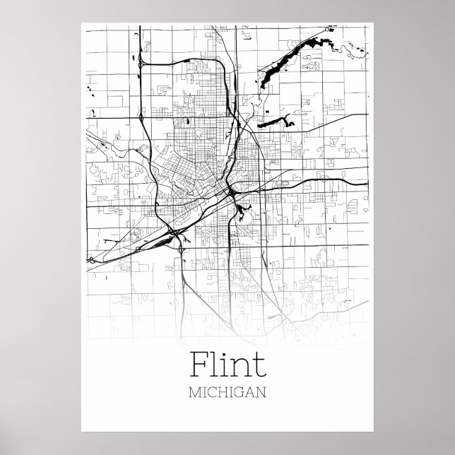 Flint Map - Michigan - City Map Poster (Front)