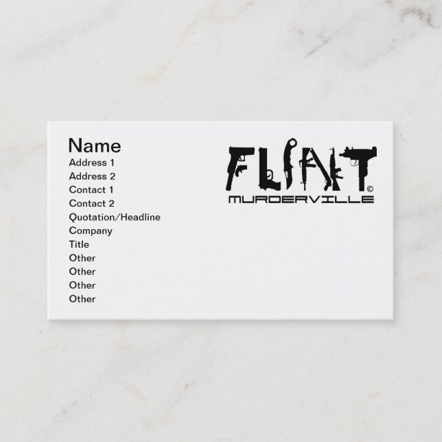 Flint Michigan Murderville Business Cards (Front)