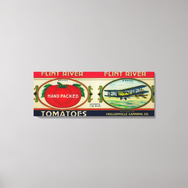 Flint River Tomato LabelWilliamson, GA Canvas Print (Front)