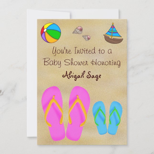 Flip Flop Baby Shower Invitations for Boys (Front)
